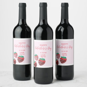 Galentine's Day Wine Champagne Label Strawberries