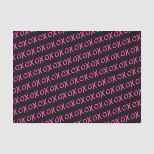 Galentine's Day XOXO black pink strokes Tissue Paper (Front)