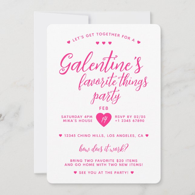 Galentine's Favorite Things Party Invitation (Front)