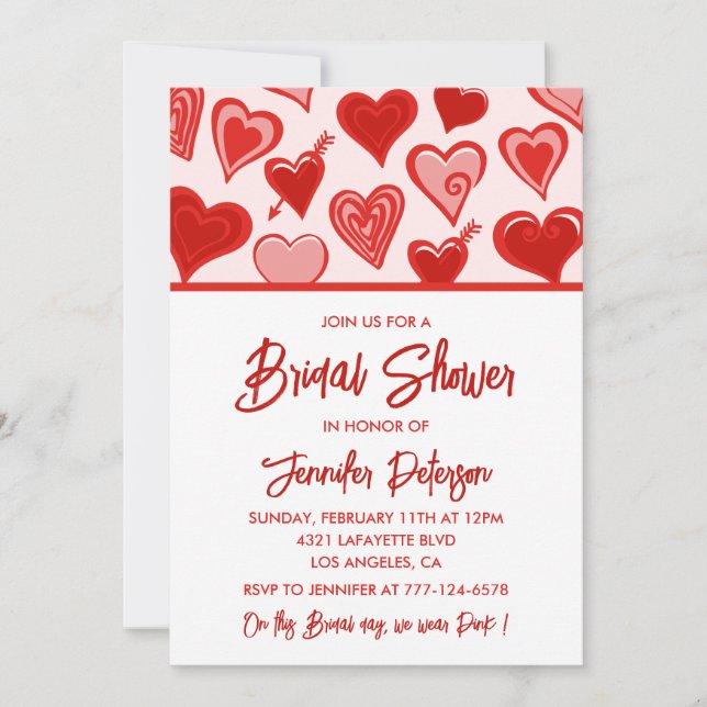 Galentines nuptiale invitation Red Pink (Devant)