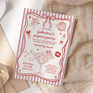 Galentines Pajama Party Girls Valentines Party Invitation