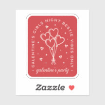 Galentines party bestie girls night red hearts