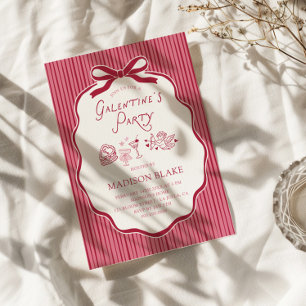 Galentine's Party Cherry Bow Frame Invitation