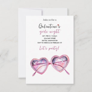 Galentines Party Invite   Heart Shaped Sunglasses