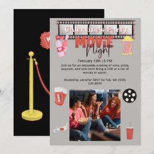 Galentine's Party Movie Night Invitation