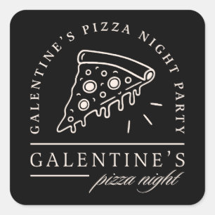 Galentines pizza party Valentines day girls night Square Sticker