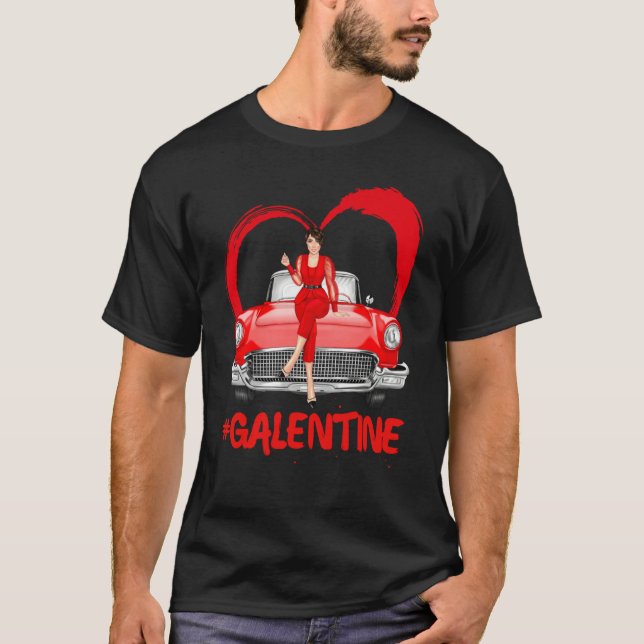 Galentines Single Red Car Driver Fun Bestie Valent T-Shirt (Front)