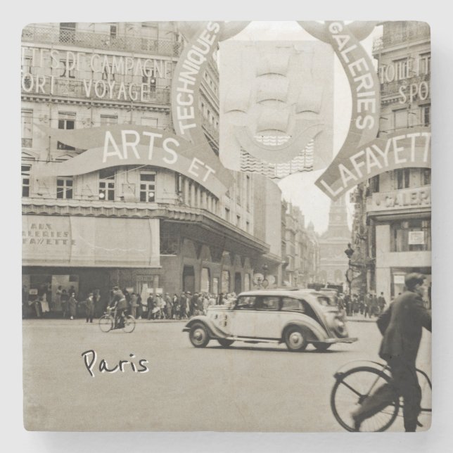 Galeries Lafayette Paris Haussmann 1940 Photograph Stone Coaster (Front)