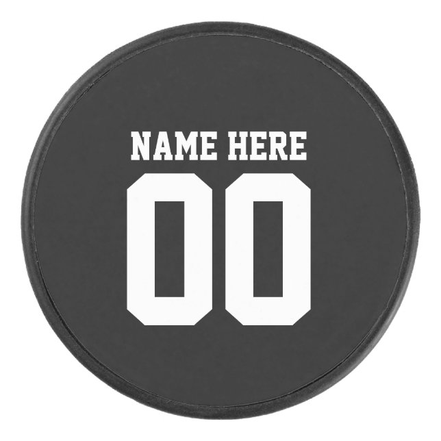Galet d'hockey fait sur commande avec le nombre et (Devant)