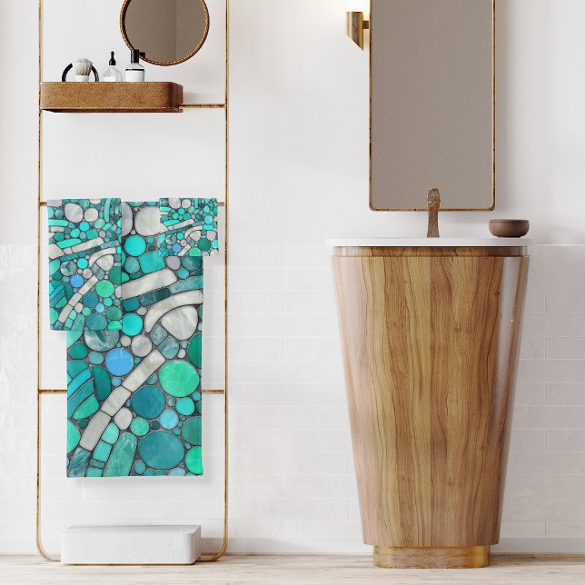 Galets Mosaïque Art -Aquamarine et Pearl (Créateur téléchargé)