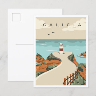 Galicia Spain Vintage Travel Illustration Postcard