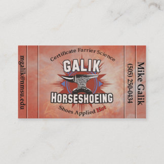 Galik Horseshoeing Appointment Card