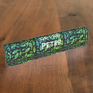 Galilee Fish Green Desk Nom Plaque