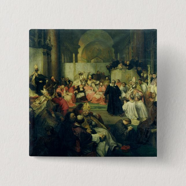 Galilei before the Council, 1861 2 Inch Square Button (Front)