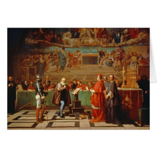 Galileo Galilei (1564-1642) before members of the