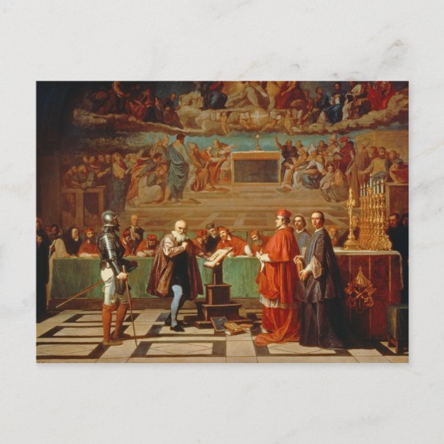 Galileo Galilei (1564-1642) before members of the Postcard (Front)