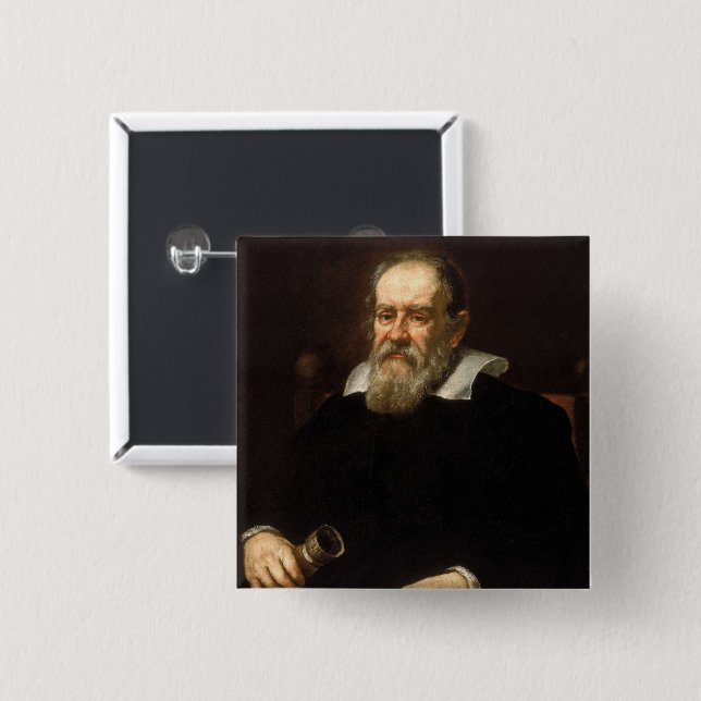 Galileo Galilei: Father of Science & Astronomy 2 Inch Square Button (Front & Back)