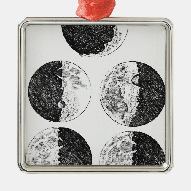 Galileo's drawings of the phases of the moon metal ornament (Front)