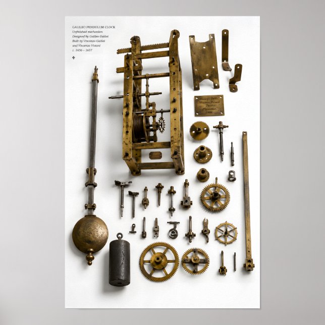 Galileo's Pendulum Clock Mechanism Print (Front)