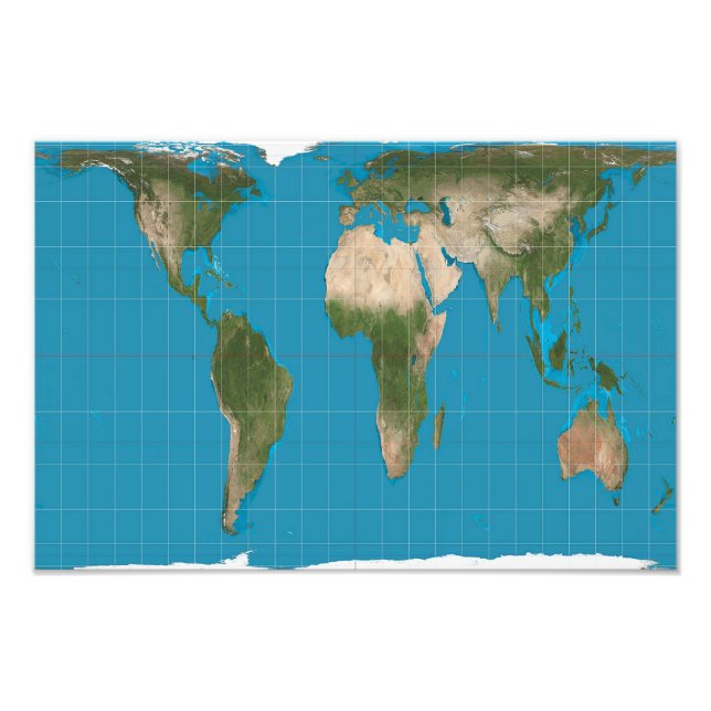 Gall Peters Projection World Map  Photo Print (Front)
