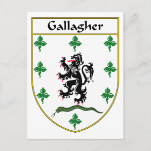 Gallagher Coat of Arms/Family Crest Postcard