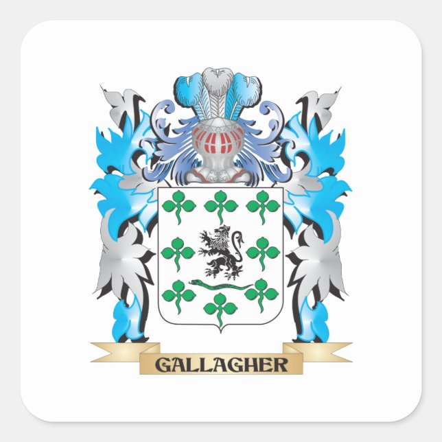 Gallagher Coat of Arms - Family Crest Square Sticker (Front)