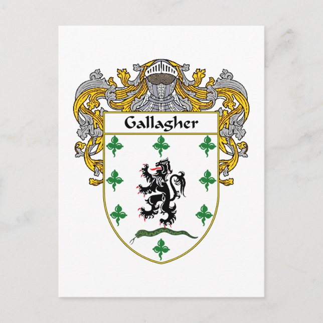 Gallagher Coat of Arms (Mantled) Postcard (Front)