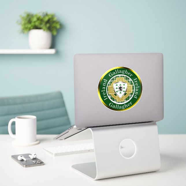 Gallagher Shield & Celtic Cross Personalized (Laptop On Desk)