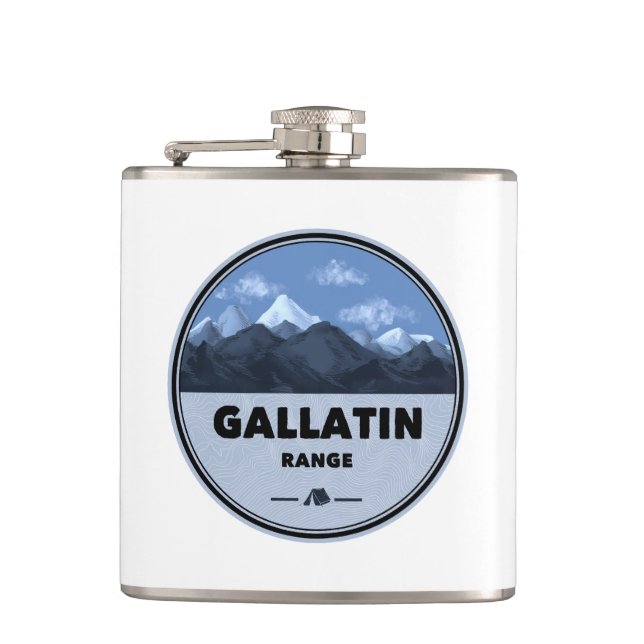 Gallatin Range Montana Wyoming Camping Hip Flask (Front)