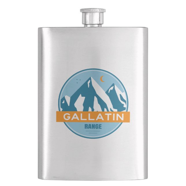 Gallatin Range Montana Wyoming Hip Flask (Front)
