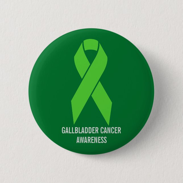 Gallbladder Cancer Awareness Green Ribbon 2 Inch Round Button (Front)