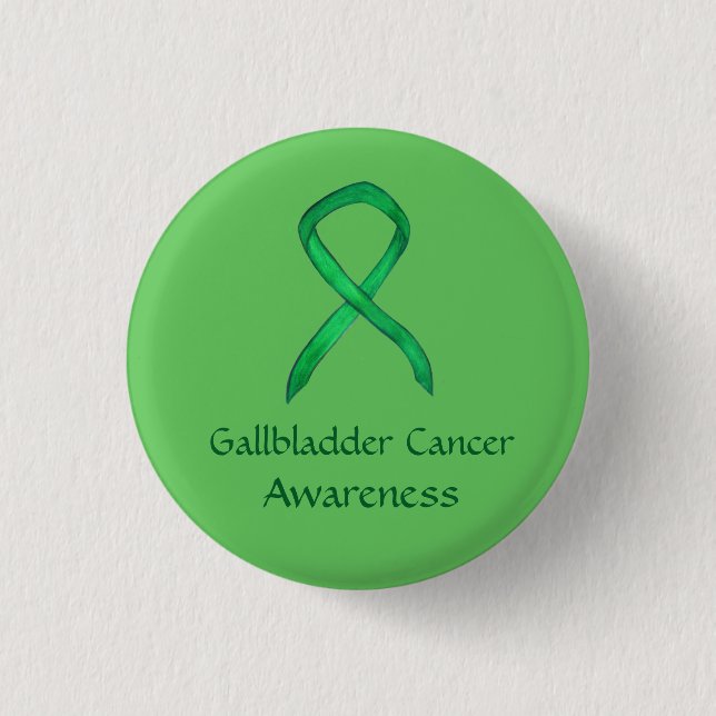 Gallbladder Cancer Green Awareness Ribbon Pin (Front)