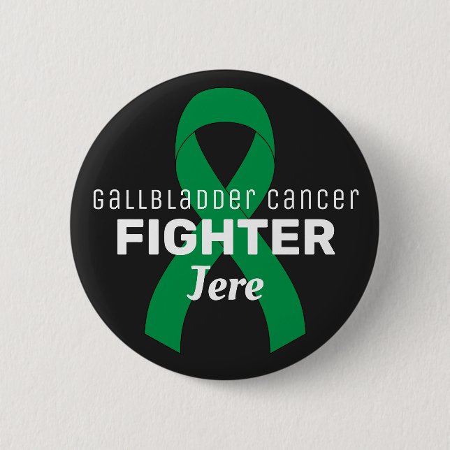 Gallbladder Cancer Ribbon Black Button (Front)