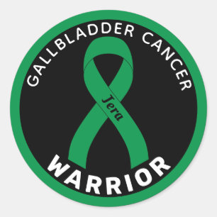 Gallbladder Cancer Warrior Ribbon Black Classic Round Sticker