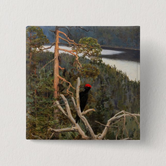 Gallen-Kallela - Great Black Woodpecker 1894 2 Inch Square Button (Front)