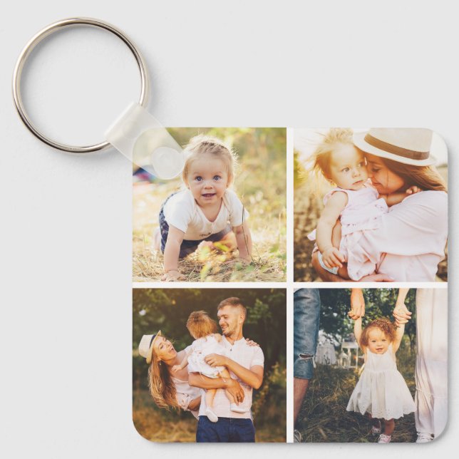 Gallery Grid Personalized Photo Keychain (Front)