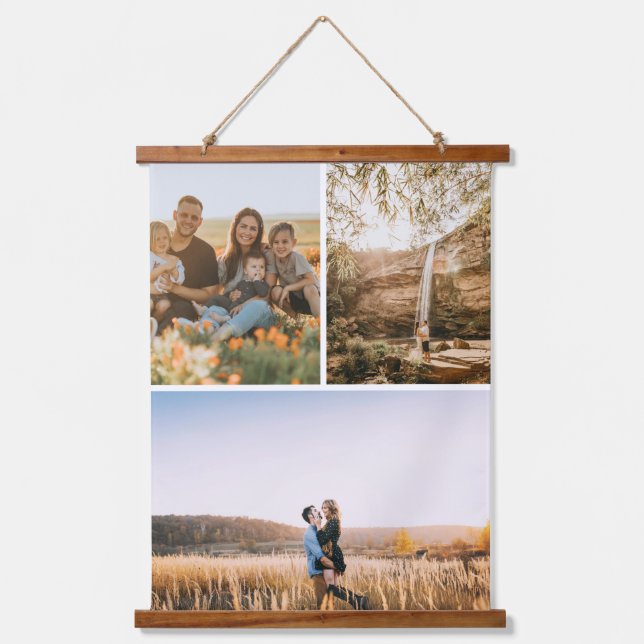 Gallery Trio With 3 Personalized Photos Hanging Tapestry (Front)