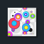 Gallery Wrap CANVAS PRINT of Pop Art CIRCLES<br><div class="desc">A Rainbow of Colourful Circles against a multi-toned grey circle background give this design a retro,  sixties inspired Pop Art look but in a contemporary style. Fully customizable and set up so you can personalize to make it your own.</div>
