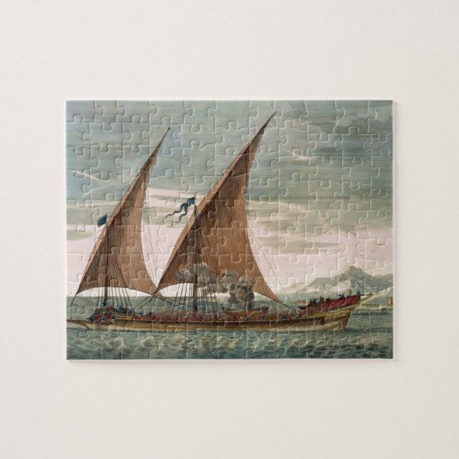 Galley under sail, flying standard of the Commande Jigsaw Puzzle (Horizontal)