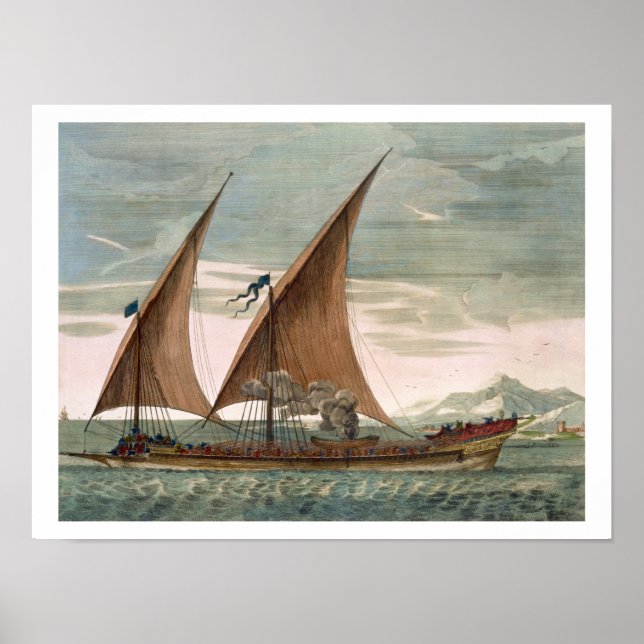 Galley under sail, flying standard of the Commande Poster (Front)