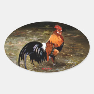 Gallic rooster//Rooster Oval Sticker