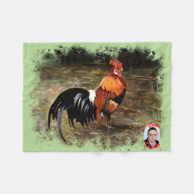 Gallo/Galo/Rooster Fleece Blanket (Front (Horizontal))