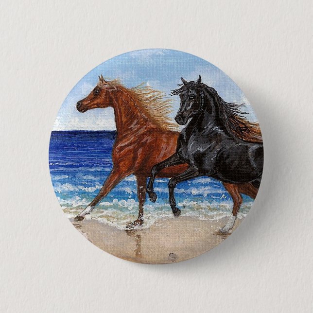 Gallop beach Arabian horse button (Front)
