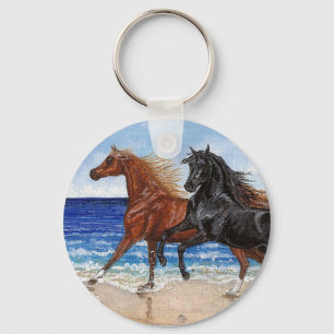 Gallop beach Arabian horse keychain