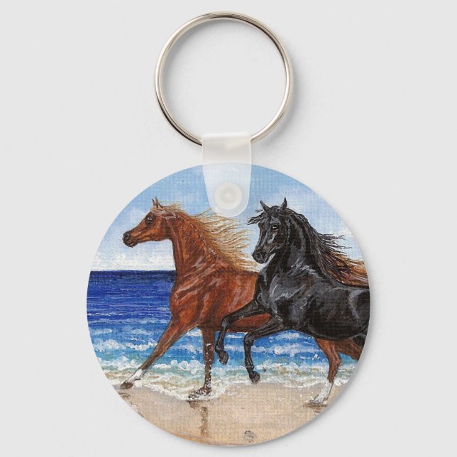 Gallop beach Arabian horse keychain (Front)