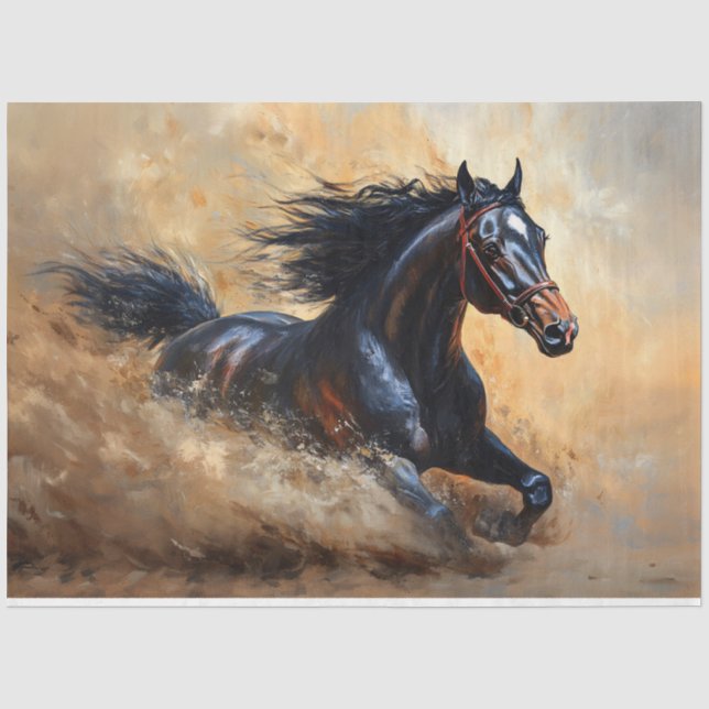 Galloping Arabian Horse Decoupage Tissue Paper (Front)