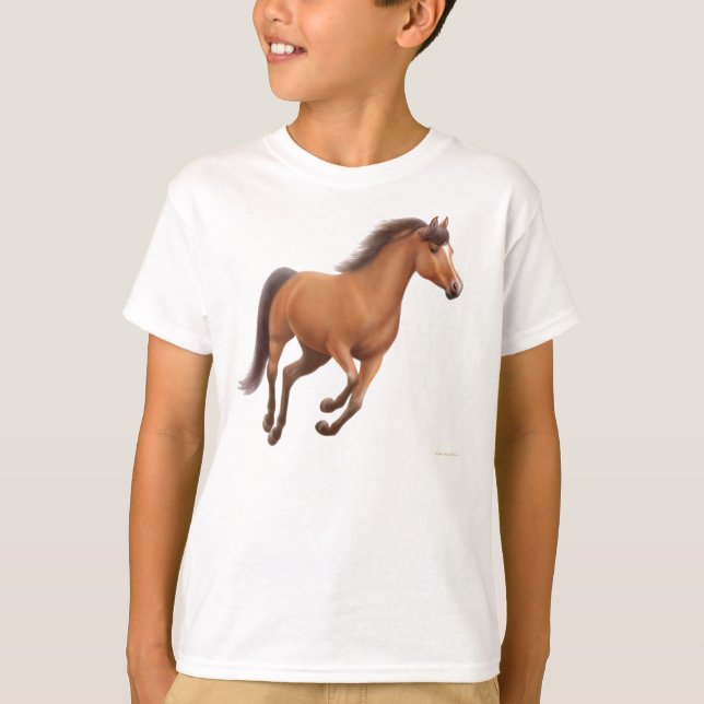 Galloping Bay Horse Kids Sweatshirt T-Shirt (Front)