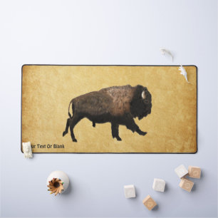 Galloping Bison On Old Paper Desk Mat