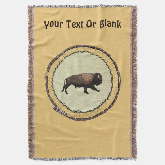 Galloping Bison Throw Blanket (Front Vertical)