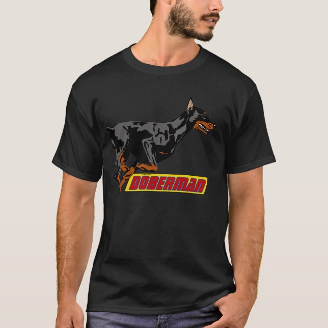 Galloping Doberman- black T-Shirt (Front)